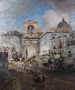 Oswald achenbach Going to market oil on canvas